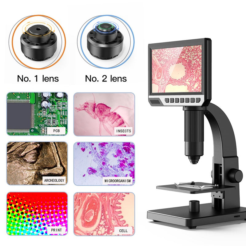 Caisedoscope 2000x 12.2MP 4K Digital Compound Microscope Camera with 7" Screen