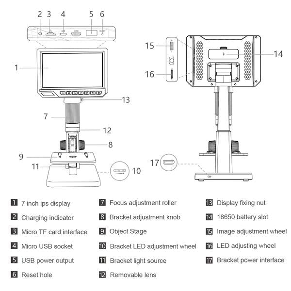 Caisedoscope 2000x 12.2MP 4K Digital Compound Microscope Camera with 7" Screen